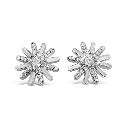 Custom earrings for special occasions-Diamond Flower Earrings