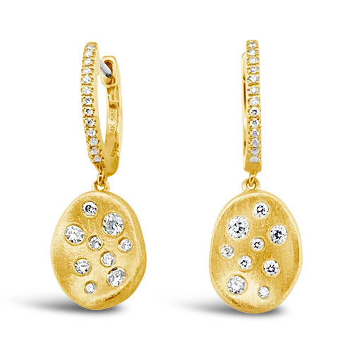 Handcrafted earrings with unique patterns-Yellow Gold & Diamond Dangle Earrings