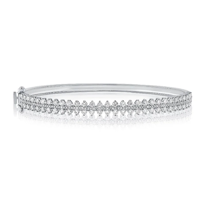 Bridal bangles for wedding celebrations-14K White Gold Diamond Bangle