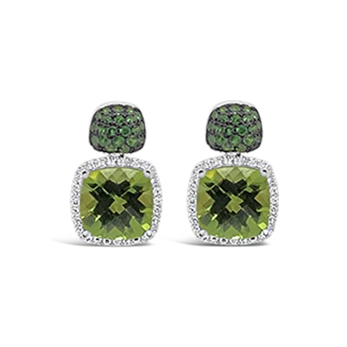 Custom earrings for special occasions-Peridot, Tsavorite & Diamond Earrings