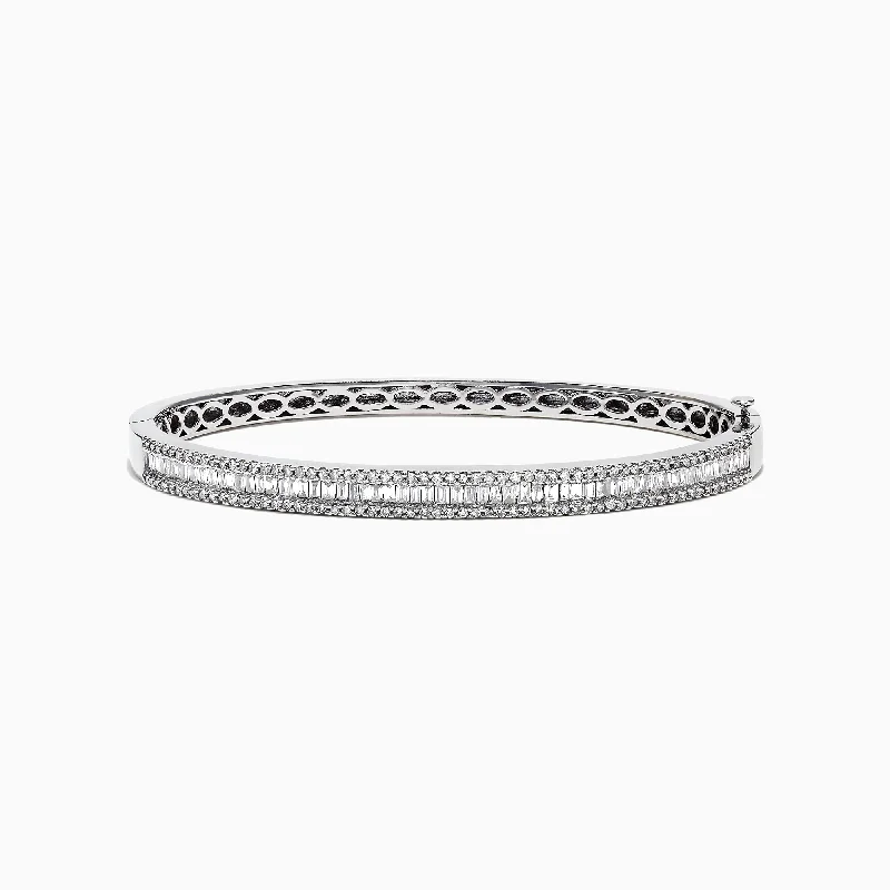 Engraved couple bracelets for matching styles-Classique 14K White Gold Diamond Bangle 1.22 TCW