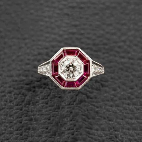 Personalized ring sets for special occasions-Ruby & Diamond Engagement Ring