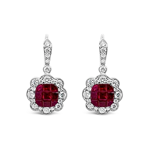 Luxury diamond earrings for high-end fashion-Ruby & Diamond Dangle Earrings