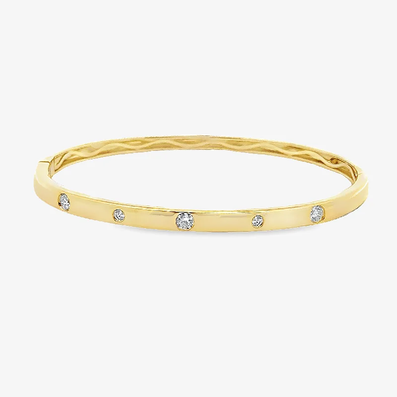 Delicate chain bracelets for everyday elegance-Burnished 5 Diamond 3.8mm Bangle Bracelet