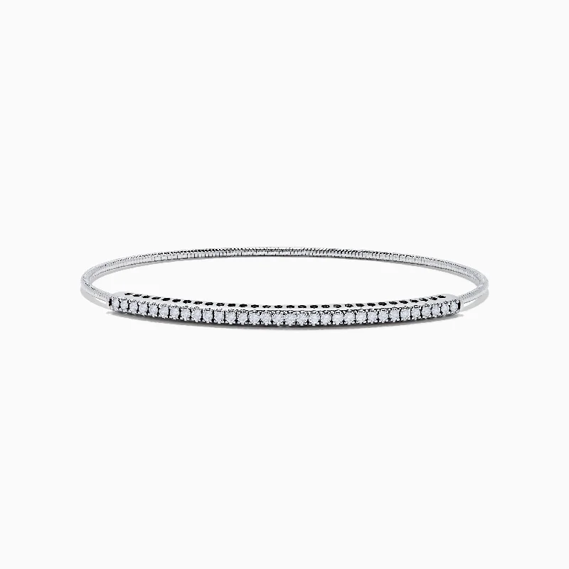 Delicate chain bracelets for everyday elegance-14K White Gold Flexible Diamond Bangle