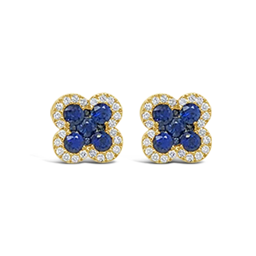 Vintage-style earrings with antique designs-Sapphire & Diamond Clover Earrings