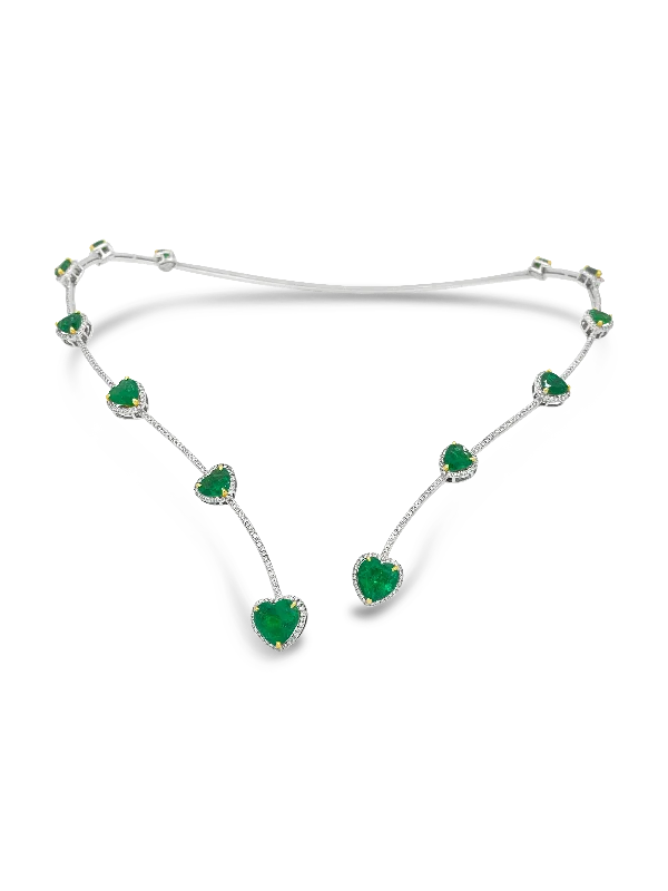 Birthstone necklaces for a personal touch-Heart Shaped Emerald & Diamond Necklace