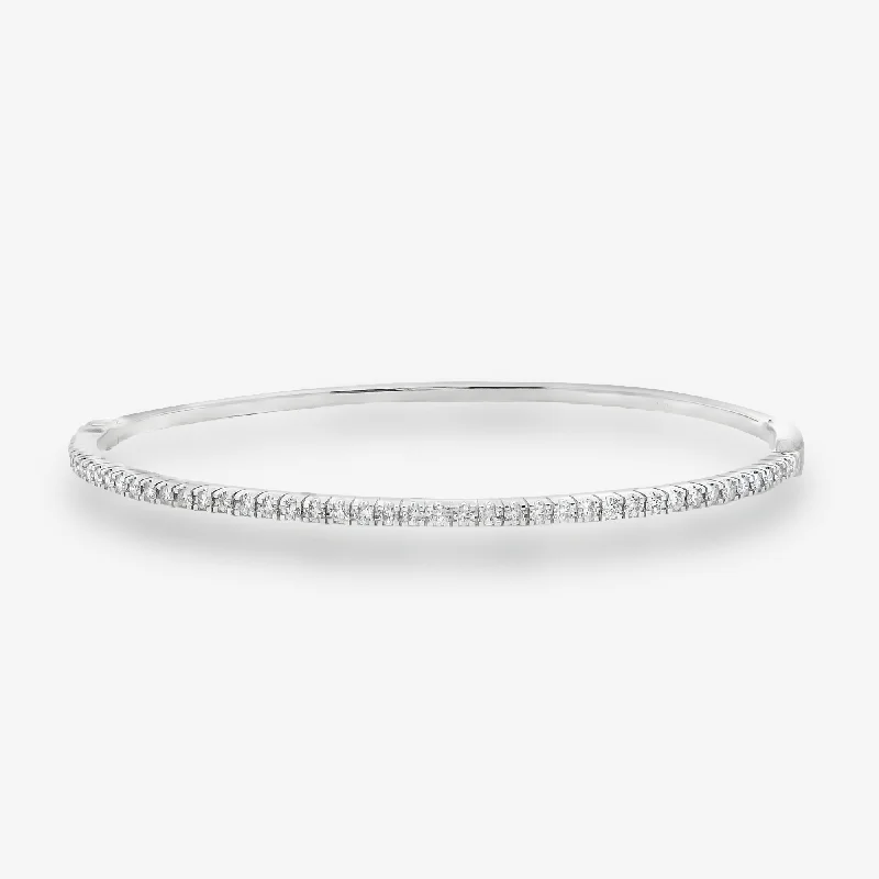 Adjustable metal bracelets for a comfortable fit-0.55CT Halfway Diamond 2MM Bangle Bracelet