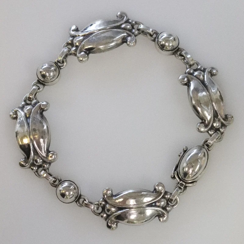 Couples matching bracelets for love and connection-Vintage Georg Jensen Jewelry | Moonlight Blossom Bracelet 11 Denmark