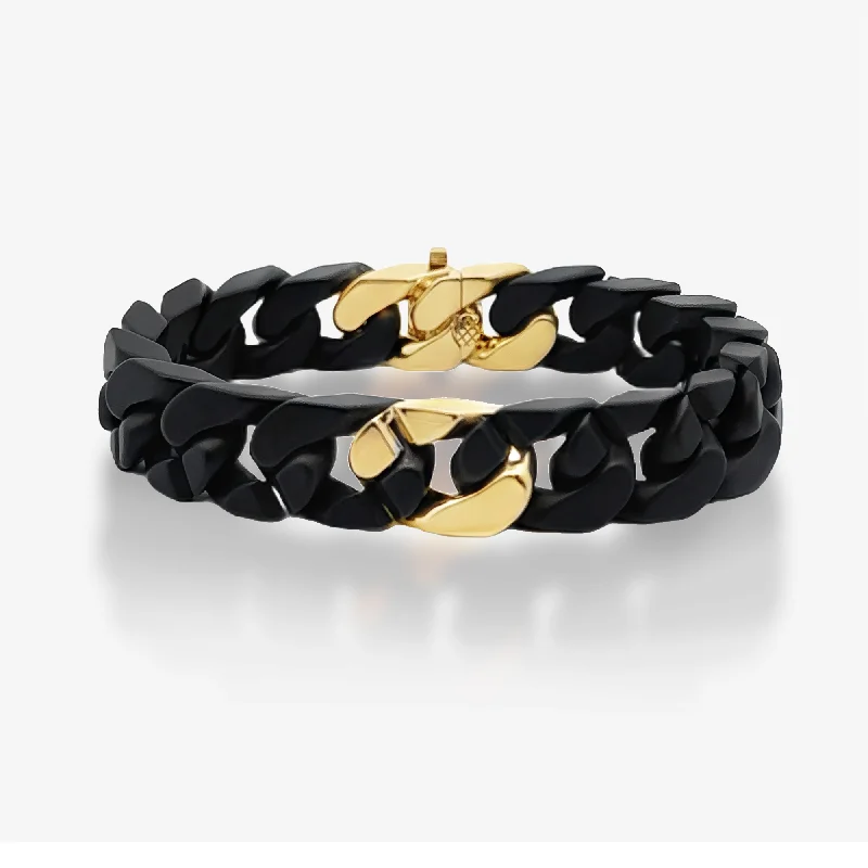 Adjustable bracelets for the perfect fit-Black Ceramic & Gold Miami Cuban Link Bracelet