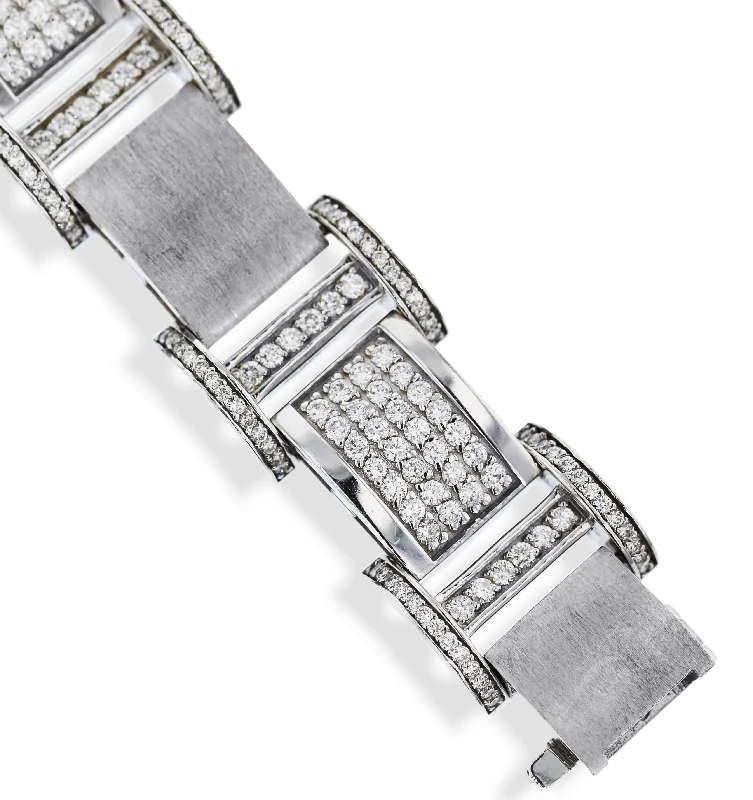 Silver cuff bracelets for a chic look-MEN'S 14KT WHITE GOLD 6.30CTW DIAMOND BRACELET