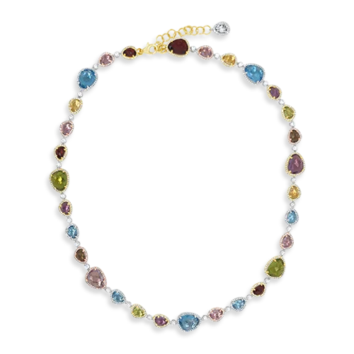 Artistic necklaces for creative fashion lovers-Semi-Precious Gemstone & Diamond Necklace