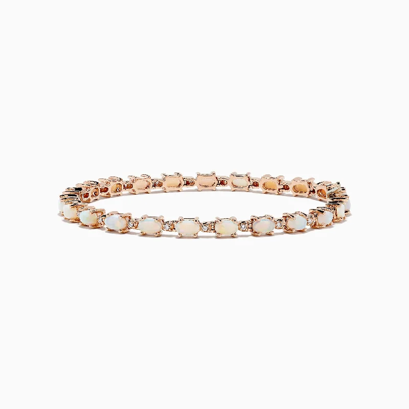 Birthstone bracelets for personalized jewelry-Aurora 14K Rose Gold Opal Tennis Bracelet, 4.72 TCW