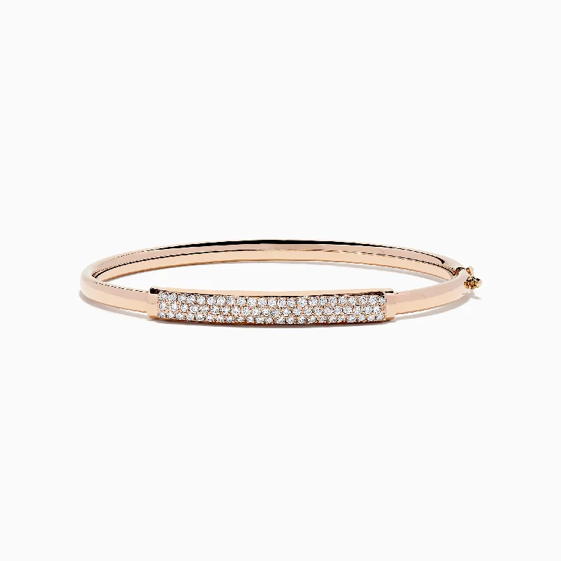 Birthstone bracelets for personalized jewelry-14K Rose Gold Diamond Pave Bangle, 1.00 TCW