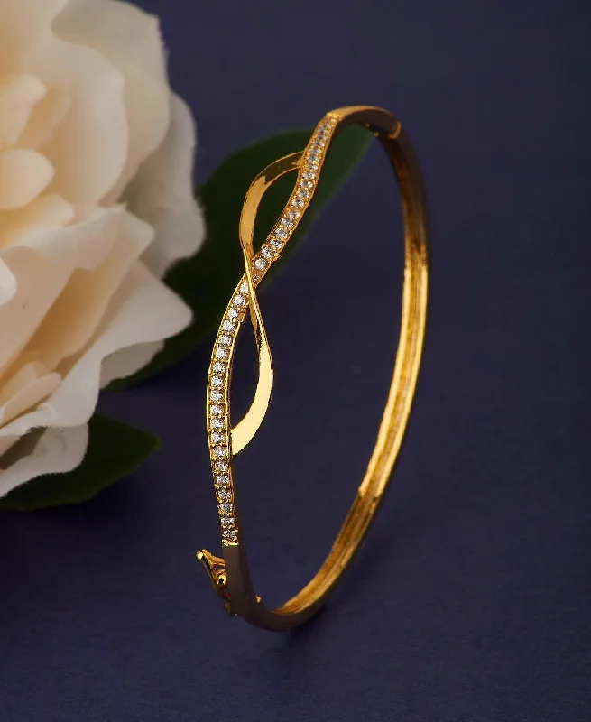 Gemstone-studded bangles for colorful style-Statement Gold Metallic Bangle