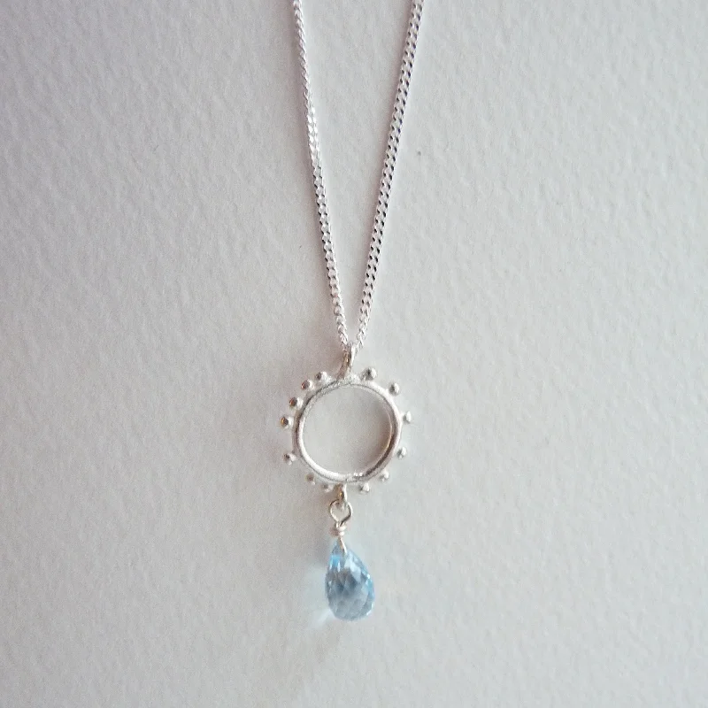 Designer necklaces for high-end fashion-Granulation pendant with Gemstone Drop