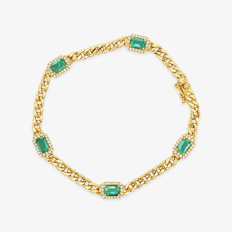 Infinity bracelets for eternal love-Emerald & Diamond Halo Havana Link Bracelet