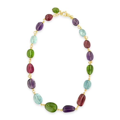 Nature-inspired necklaces with leaves and flowers-Multi-gemstone Bead Necklace