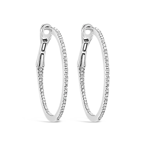 Custom engraved earrings for personal messages-Diamond Hoop Earrings