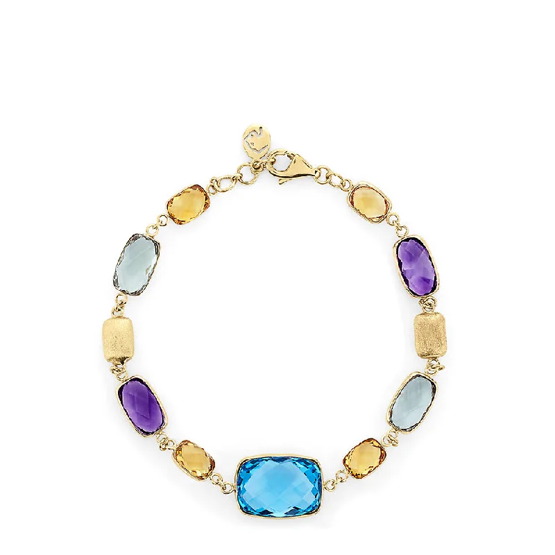 Custom engraved bracelets for personalized gifts-14K Yellow Gold Multi Gemstone Bracelet, 18.80 TCW