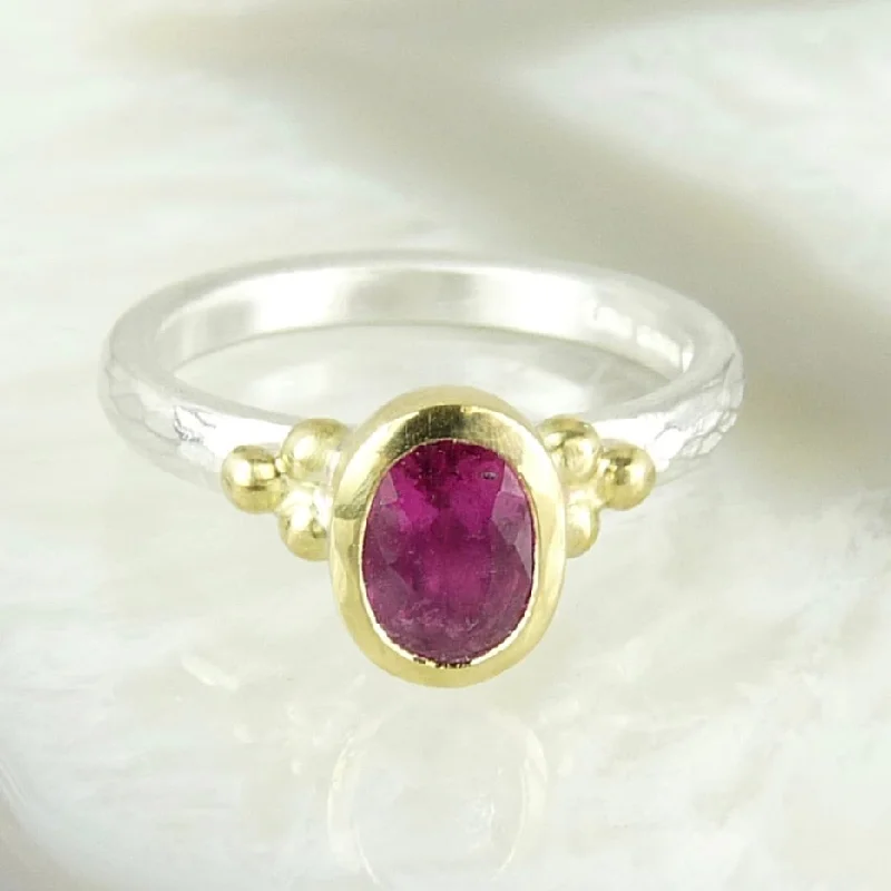 Classic wedding rings for simplicity and elegance-Pink Tourmaline Granulation