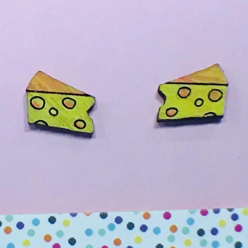 Personalized initial earrings for a custom touch-Studs: Cheese