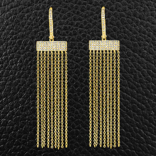 Chic tassel earrings for a boho look-Gold & Diamond Fringe Earrings