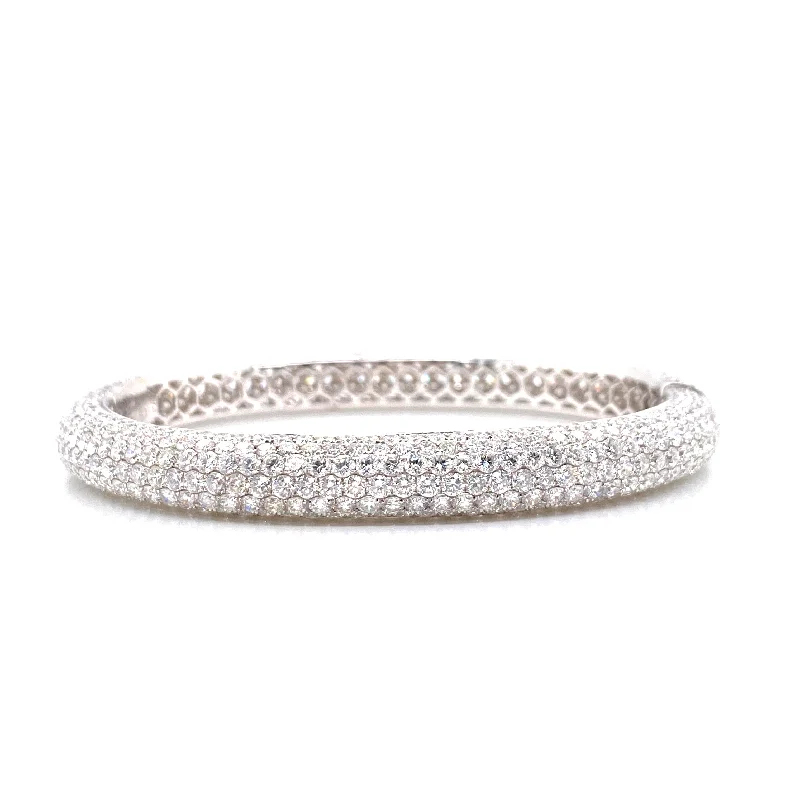 Bangles with intricate detailing for unique flair-18K White Gold Diamond Eternity Hinged Bangle