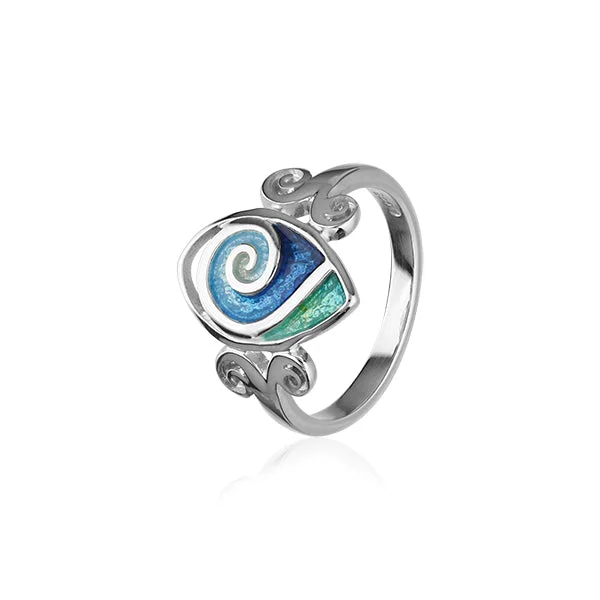 Bold statement rings for fashion-forward looks-Tranquility Silver Ring ER104