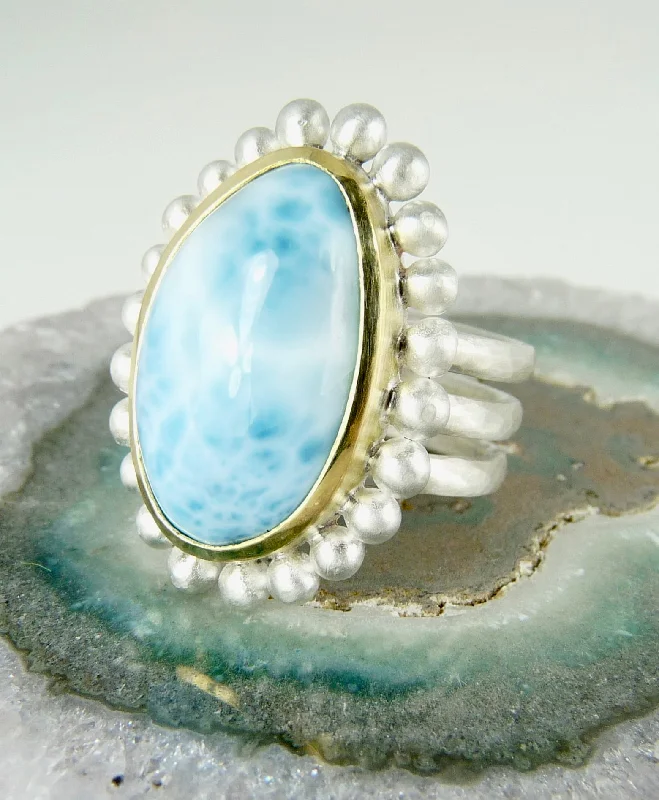 Simple gemstone rings for everyday elegance-Larimar Courtesan Ring