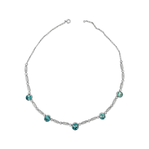 Stylish beaded necklaces for boho chic looks-Art Deco Design Zircon & Diamond Necklace