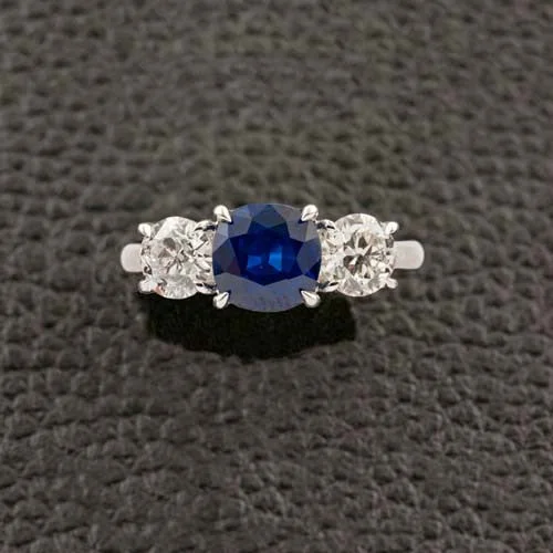 Custom-designed rings for unique personal expression-Sapphire & Diamond Engagement Ring