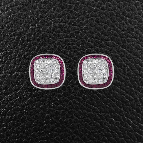 Gold hoop earrings for everyday wear-Ruby & Diamond Earrings