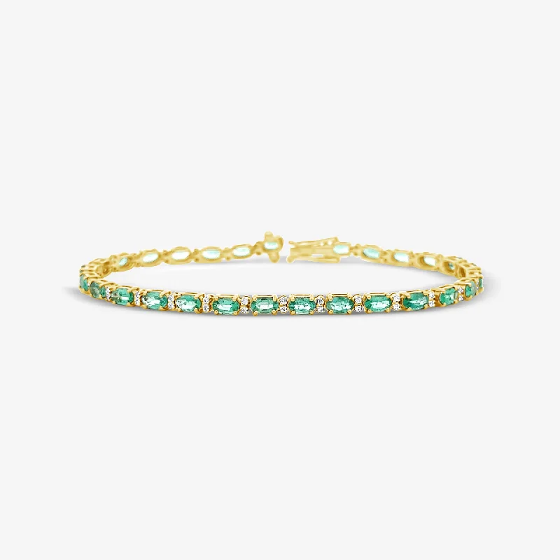 Wedding bracelets for the bride’s special day-4.85CT Emerald & Diamond Tennis Bracelet