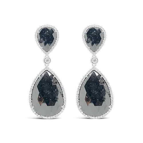 Classic round earrings for timeless style-Black & White Diamond Dangle Earrings