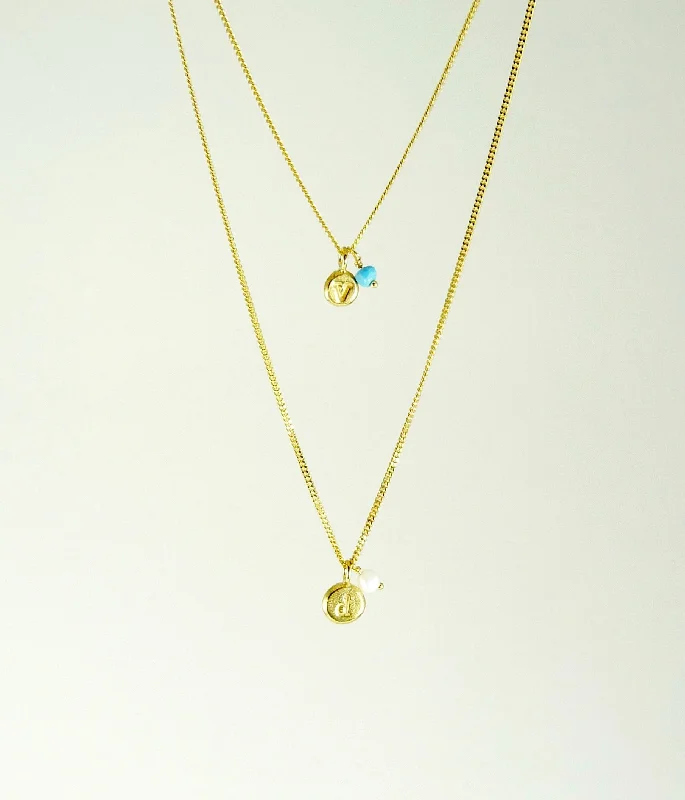 Custom name necklaces for personalized accessories-Initial & Birthstone Delicate Necklace