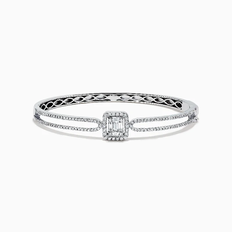 Colorful gemstone bracelets for vibrant fashion-Classique 14K White Gold Diamond Bangle 0.93 TCW