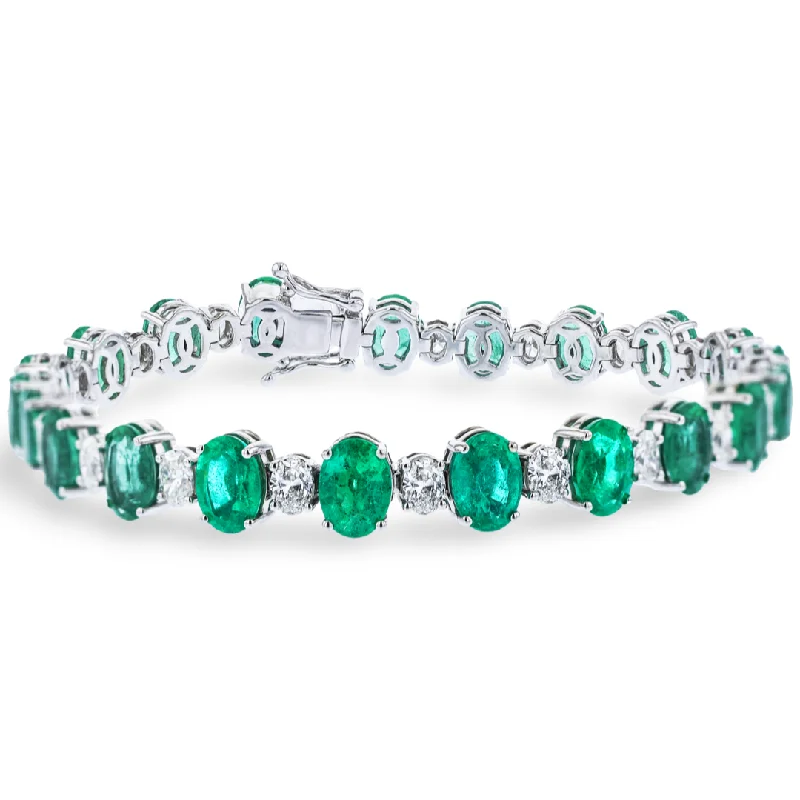 Boho-style bracelets for a laid-back vibe-JULEVE 18KT WHITE GOLD 15.39CT EMERALD & 3.06CTW DIAMOND BRACELET