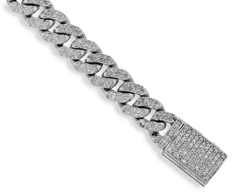 Handcrafted bracelets for unique designs-MEN'S 14KT WHITE GOLD 4.16CTW DIAMOND BRACELET