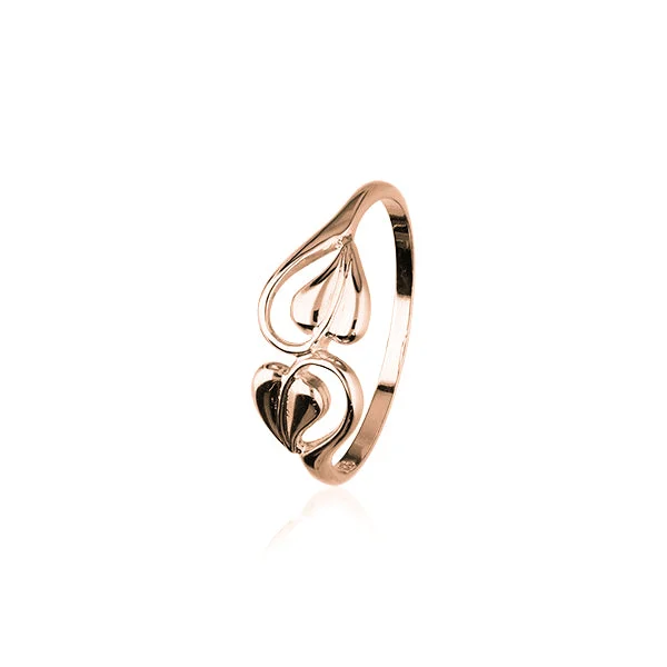 Trendy silver rings for modern fashionistas-9ct Rose Gold Ring with Leaf Design RR95