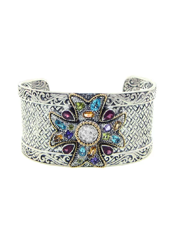 Vintage-inspired charm bracelets for timeless appeal-925 Multi Gemstone Bangle, 5.35 TCW