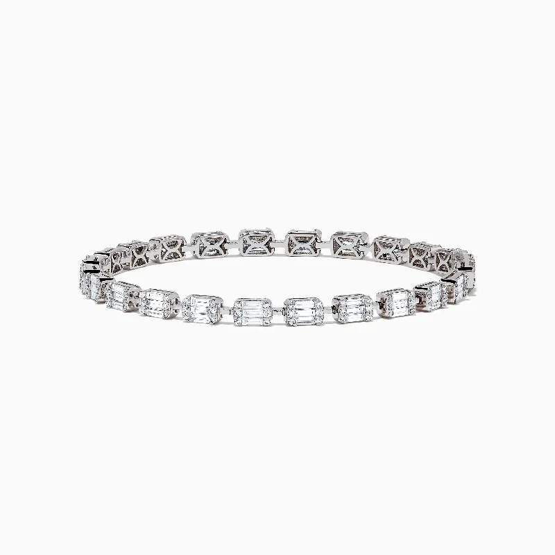 Bracelets with engraved messages for special occasions-14K White Gold Diamond Tennis Bracelet