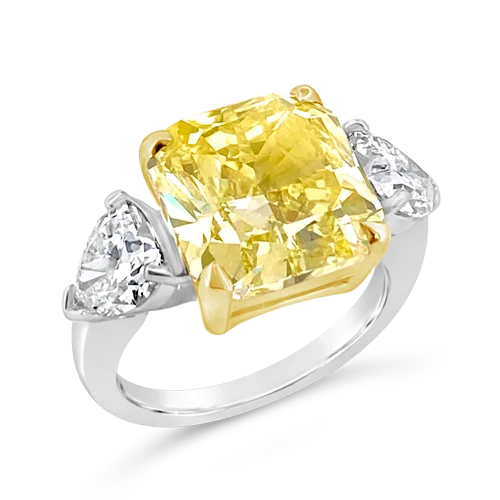 Engagement rings with halo settings for sparkle-Fancy Intense Yellow Diamond Engagement Ring