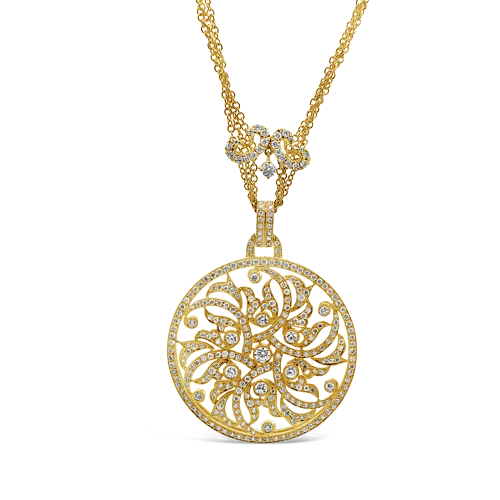 Zodiac sign necklaces for astrology lovers-Gold & Diamond Disc Style Necklace