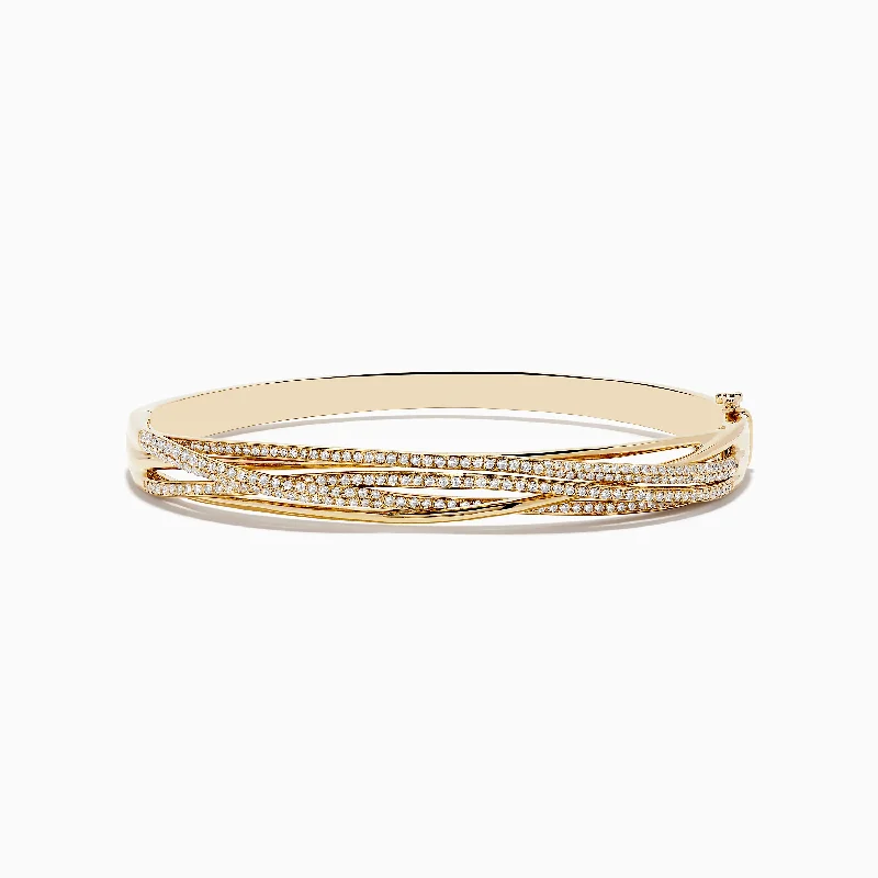 Stainless steel bracelets for sleek and modern style-14K Yellow Gold Diamond Crossover Bracelet