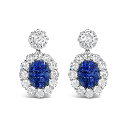 Classic diamond stud earrings for timeless elegance-Sapphire & Diamond Earrings