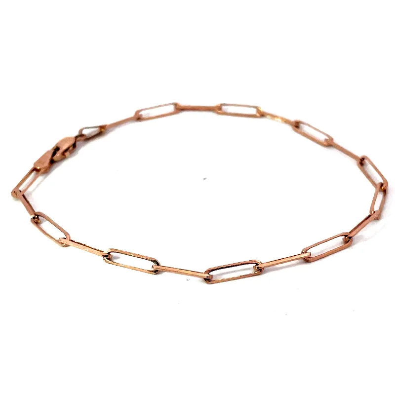 Rose gold bracelets for romantic elegance-14 KARAT ROSE GOLD 2.7MM PAPERCLIP BRACELET