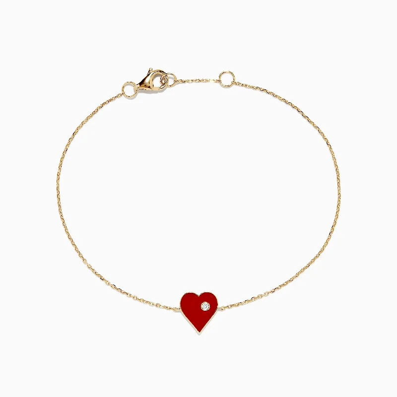 Adjustable clasp bracelets for comfort and style-Casino 14K Yellow Gold Diamond Hearts Suit Bracelet