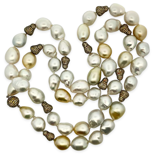 Handmade necklaces for one-of-a-kind designs-Baroque South Sea Pearl & Diamond Necklace