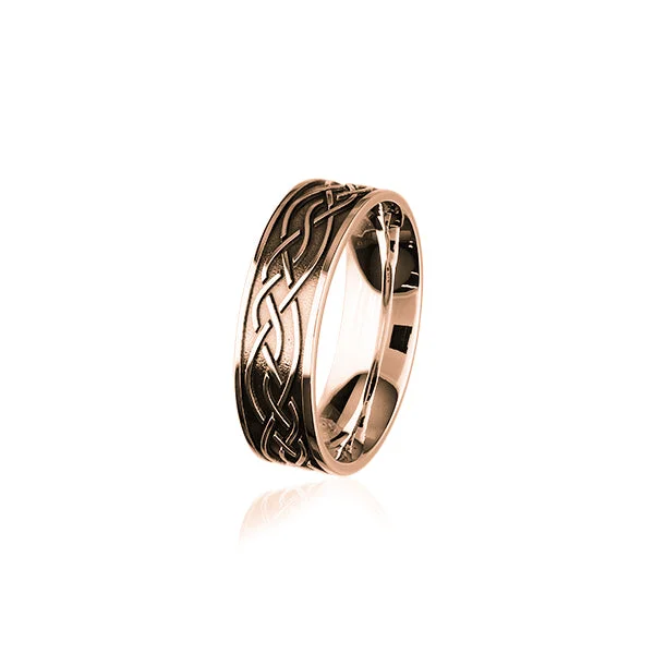 Classic wedding rings for simplicity and elegance-Celtic Rose Gold Ring RR403